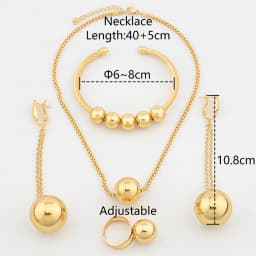 Jewelry Fashion New Drop Earrings Classic Bangle Ring Dubai Necklace Beads Jewelry Set for Women Party Daily Wear Wedding Gift