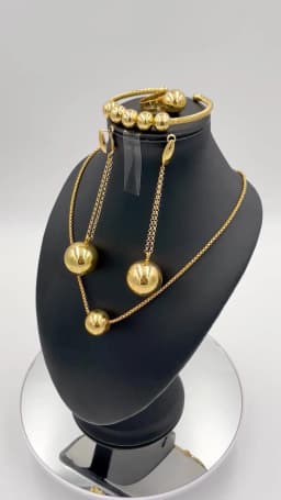 Jewelry Fashion New Drop Earrings Classic Bangle Ring Dubai Necklace Beads Jewelry Set for Women Party Daily Wear Wedding Gift