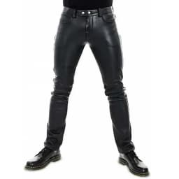 Men's Leather Pants 2022 New Solid Color PU Leather Motorcycle Pants Elastic Leisure Punk Style Slim Fit Full Length Trousers