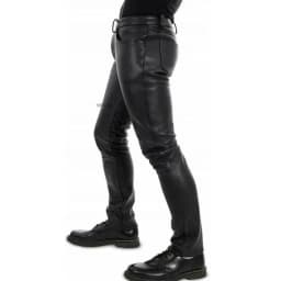 Men's Leather Pants 2022 New Solid Color PU Leather Motorcycle Pants Elastic Leisure Punk Style Slim Fit Full Length Trousers