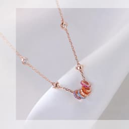 New 925 Sterling Silver Girls Handmade Round Colored Circled Choker Zircon Stone Necklace Simple Shaped Pendant Women's Wedding