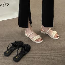 2023 Fashion Woman Sandals Women Sandals Ladies Square Heels Elegant Summer Slippers Outside Cross Tied Leather Female Slides