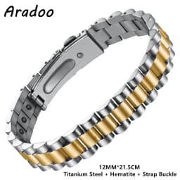 Titanium Steel Hematite Magnetic Energy Link Bracelet Stainless Steel Fashion Jewelry