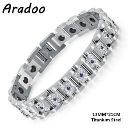 Titanium Steel Hematite Magnetic Energy Link Bracelet Stainless Steel Fashion Jewelry