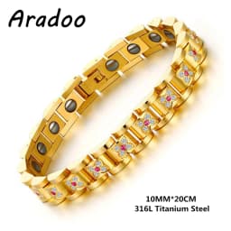 Titanium Steel Hematite Magnetic Energy Link Bracelet Stainless Steel Fashion Jewelry