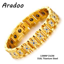 Titanium Steel Hematite Magnetic Energy Link Bracelet Stainless Steel Fashion Jewelry
