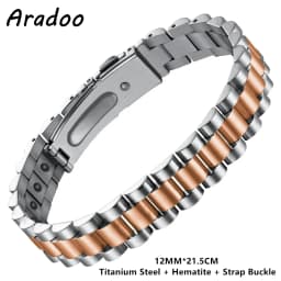 Titanium Steel Hematite Magnetic Energy Link Bracelet Stainless Steel Fashion Jewelry