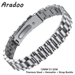 Titanium Steel Hematite Magnetic Energy Link Bracelet Stainless Steel Fashion Jewelry
