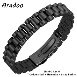 Titanium Steel Hematite Magnetic Energy Link Bracelet Stainless Steel Fashion Jewelry