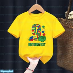 Fashion New Boy T-Shirt Funny Building Blocks 1-10 Birthday Kids T Shirt Summer O-Neck Shirt Tops For Kids Birthday Gift Tshirt