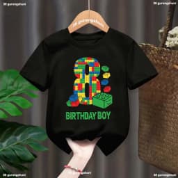 Fashion New Boy T-Shirt Funny Building Blocks 1-10 Birthday Kids T Shirt Summer O-Neck Shirt Tops For Kids Birthday Gift Tshirt
