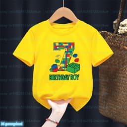 Fashion New Boy T-Shirt Funny Building Blocks 1-10 Birthday Kids T Shirt Summer O-Neck Shirt Tops For Kids Birthday Gift Tshirt