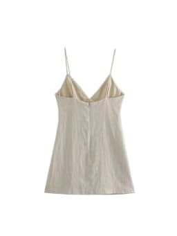 Women Chic Fashion Sleeveless Lnlay Mini Dress Vintage Thin Straps Summer Female Dresses Vestidos Mujer