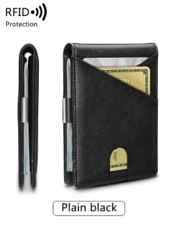 Minimalist Men's Wallet RFID Anti-Theft Brush Double Fold Cross Front Pocket Portable Card Holder 12 Card Multifunctional Wallet