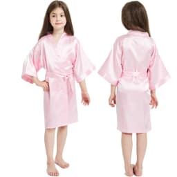 12 Colors Satin Robes for Girls Baby Kids Sleepwear Red White Pink Kimono For Spa Wedding Party Girls Nightgowns Summer BathRobe