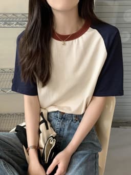 AOSSVIAO Summer Tops for Women Tshirt Turn Down Collar Short Sleeve Beige Blue Chic Y2k Fashion Patchwork 2026 T Shirts