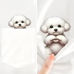 CLOOCL Bichon Frise Cotton T-Shirts Cute Dogs Hand Heart Gesture Printed Pocket T-shirt Women Short Sleeve Shirts Hip Pop Tops