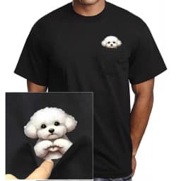CLOOCL Bichon Frise Cotton T-Shirts Cute Dogs Hand Heart Gesture Printed Pocket T-shirt Women Short Sleeve Shirts Hip Pop Tops