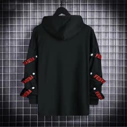Autumn Men's Casual Hoodie Sweatshirt Techwear Hip Hop Harajuku Style with Ribbons Patchwork Japanese Streetwear Darkwear