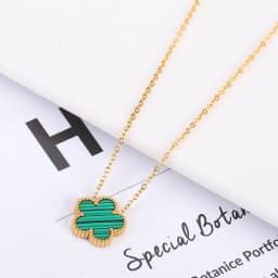 Double Sided Hot Selling 15mm Plant Five Leaf Flower Plum Blossom Pendant Necklace For Women's Stainless Steel Clover