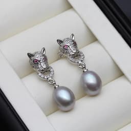 Real Natural Freshwater Pearl Earrings Woman,Hanging 925 Sterling Silver Pearl Drop Earring Jewelry Wife Mother Gift White Black