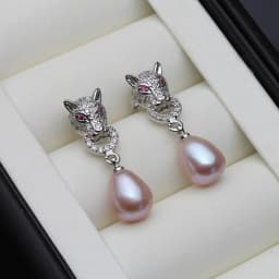 Real Natural Freshwater Pearl Earrings Woman,Hanging 925 Sterling Silver Pearl Drop Earring Jewelry Wife Mother Gift White Black