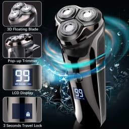 Electric Shaver Rotary Razor Beard Trimmer with Pop-up Trimmer IPX7 Waterproof Hair Trimmer for Men