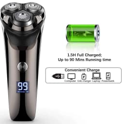 Electric Shaver Rotary Razor Beard Trimmer with Pop-up Trimmer IPX7 Waterproof Hair Trimmer for Men