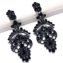 Exaggerated Black Crystal Earrings Statement Accessories 2024 for Women Oversize Rhinestone Large Dangle Earrings Prom Jewelry