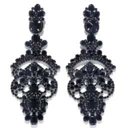Exaggerated Black Crystal Earrings Statement Accessories 2024 for Women Oversize Rhinestone Large Dangle Earrings Prom Jewelry