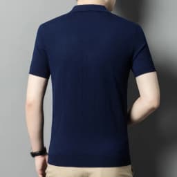 Men's Short-Sleeved Wool Light Board Solid Color Lapel Knitted Sweater Top Polo Shirt Business Casual Man T-shirt