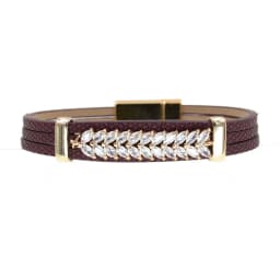 WELLMORE Simple Luxury Glass Leaf Bracelet for Women Magnet Charm Bracelets Leather Bracelet Women Jewelry