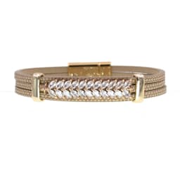 WELLMORE Simple Luxury Glass Leaf Bracelet for Women Magnet Charm Bracelets Leather Bracelet Women Jewelry