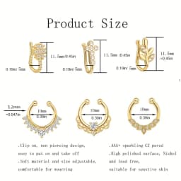 3/6pcs 16G 316L Stainless Steel Bat Fake Septum Ring,Non-Pierced Fake Nose Rings Clip On Nose Hoop Faux Septum Piercing Jewelry
