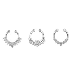 3/6pcs 16G 316L Stainless Steel Bat Fake Septum Ring,Non-Pierced Fake Nose Rings Clip On Nose Hoop Faux Septum Piercing Jewelry