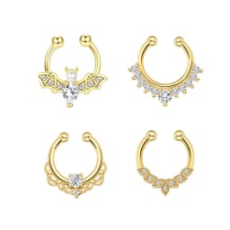 3/6pcs 16G 316L Stainless Steel Bat Fake Septum Ring,Non-Pierced Fake Nose Rings Clip On Nose Hoop Faux Septum Piercing Jewelry
