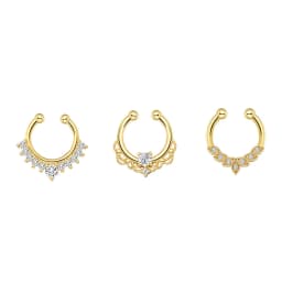3/6pcs 16G 316L Stainless Steel Bat Fake Septum Ring,Non-Pierced Fake Nose Rings Clip On Nose Hoop Faux Septum Piercing Jewelry