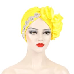 African Female Head Wraps Bonnet Nigeria Party Headgear Satin Ruffled Pleated Turban Caps for Women Ready to Wear Headtie