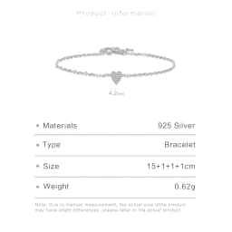 VEWANT 925 Sterling Silver Clear CZ Pave Heart Bracelet Chain Wome Wedding Women Luxury Jewelry