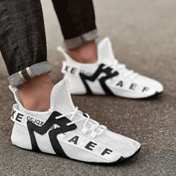 YRZL White Sneakers Men High Top Comfortable Breathable Mesh Casual Shoes Socks Shoes Big Size 47 Outdoor Walking Shoes for Men