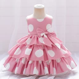 Summer Baby Girl Dress Infant 1 Year Birthday Party Dresses For Girls Dot Bow Princess Wedding Dress Newborn Christening Gown