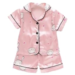 Boys Girls Ice silk satin Cartoon printing Tops Pants Set home Wear Children's pajamas set Baby suit Kids Clothes Toddler