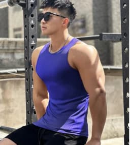 Men's Vest Elasticity Stripe Round Neck Oversized Sleeveless T-Shirt Gym Sports Fitness Running Training Bodybuilding Tank Top