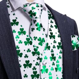 30 Colors Designer Green Vest for Men Clover Paisley Plaid V Neck Waistcoat Tie Set Wedding St.Patrick's Day