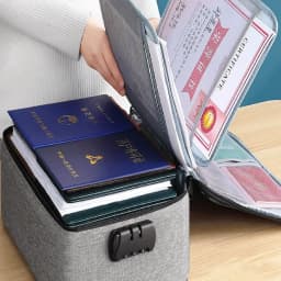 High Capacity Document Passport Bag 3/5 Layers Oxford with Lock Document Organizer Case Large Space for A4 Folders Certificates