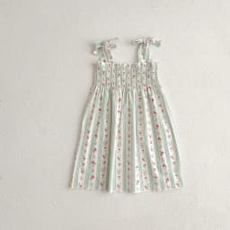 Summer Girls Floral Dress Sling Ruffles Bohemian Beach Princess Dresses for Girl Clothing Toddler Cozy Cotton Smocked Dresses