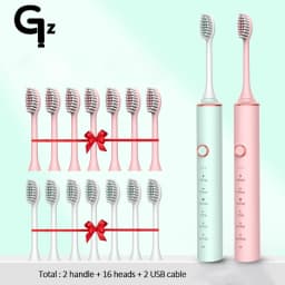 New 2024 N100 Sonic Electric Toothbrush Adult Timer Brush 6 Mode USB Charger Rechargeable Tooth Brushes Replacement Heads Set