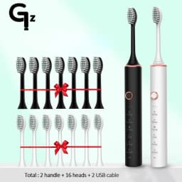 New 2024 N100 Sonic Electric Toothbrush Adult Timer Brush 6 Mode USB Charger Rechargeable Tooth Brushes Replacement Heads Set
