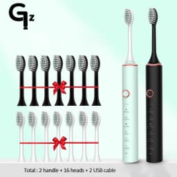 New 2024 N100 Sonic Electric Toothbrush Adult Timer Brush 6 Mode USB Charger Rechargeable Tooth Brushes Replacement Heads Set