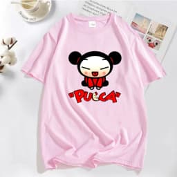 Funny Cartoon Pucca China Doll T-shirt Men Women Cute Graphic T Shirts Cotton Short Sleeve Men's Clothes Anime Tee Shirt